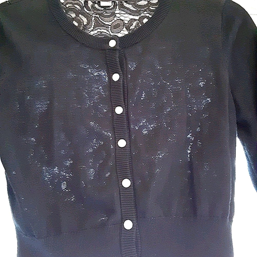 KARL LAGERFIELD black sweater with pearl buttons - Picture 3 of 5
